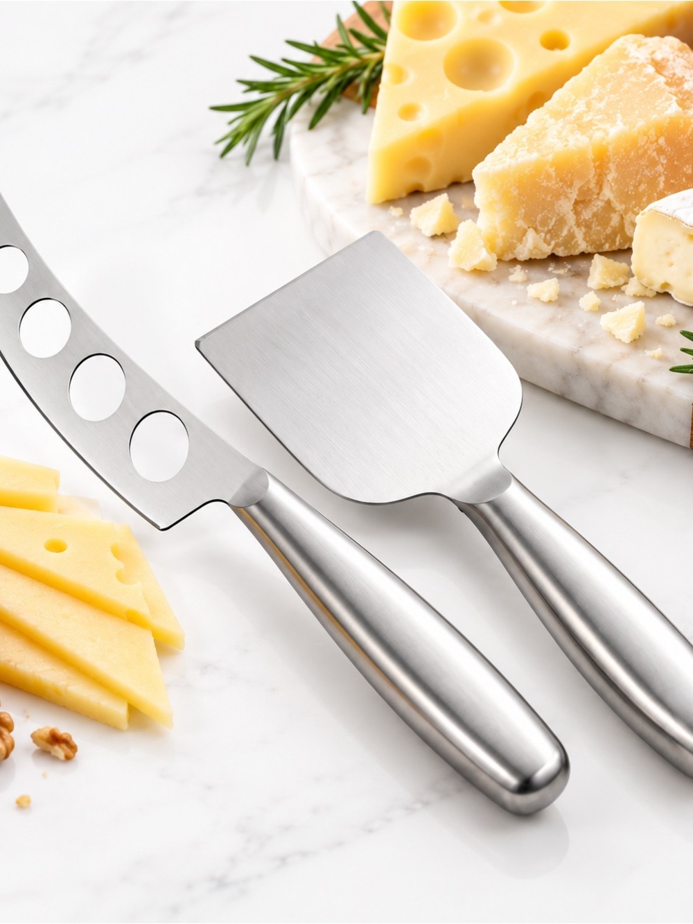 Stainless Steel Cheese Knife and Spatula Set - Silver Finish